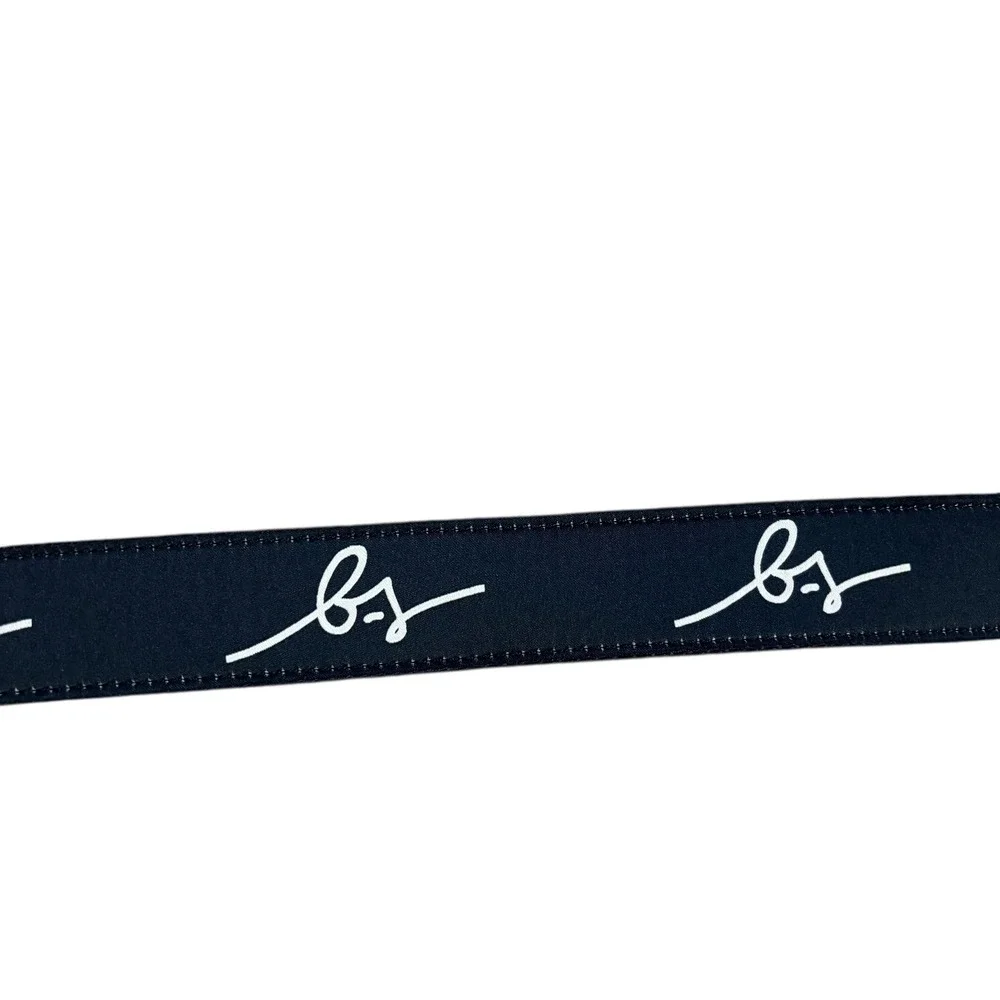 Boston Scott Men's‎ Blue Signature Logo Belt Brown Leather Buckle Silver Tone